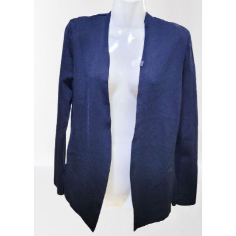 MM. Lafleur Women Open Cardigan Sz M Long Sleeve V-Neck Stretch Casual Black